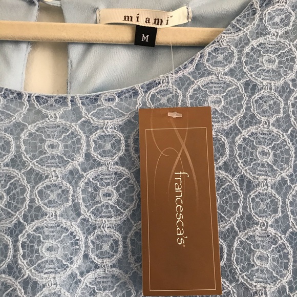 Francesca’s Blue Lace Spring Short Sleeve Dress - Picture 3 of 6